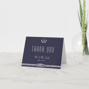 Nautical Wedding Thank You Note Card Blue Anchors