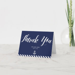 Nautical Wedding Thank You Note Card With Stripes