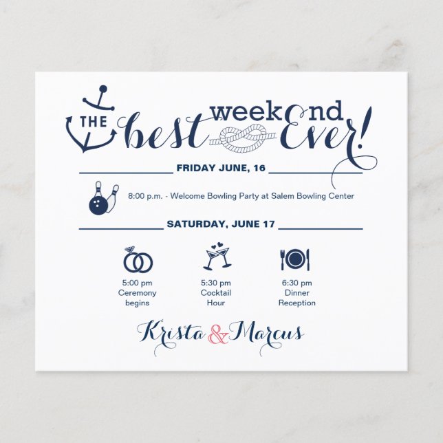 Nautical Wedding Weekend Itinerary 2 (Front)