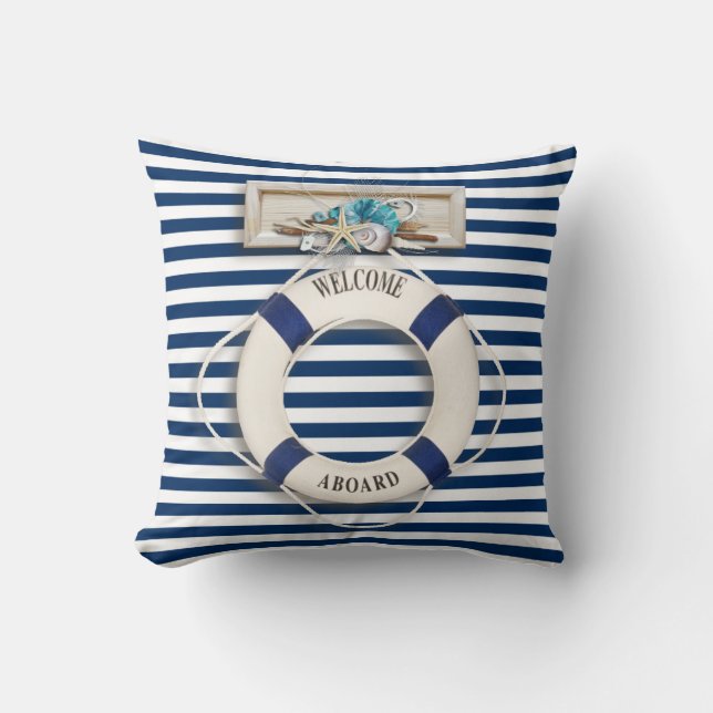 Nautical - "Welcome Aboard" (1) Cushion (Front)