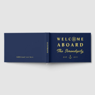 Nautical Welcome Aboard Add Name Boat Guest Book