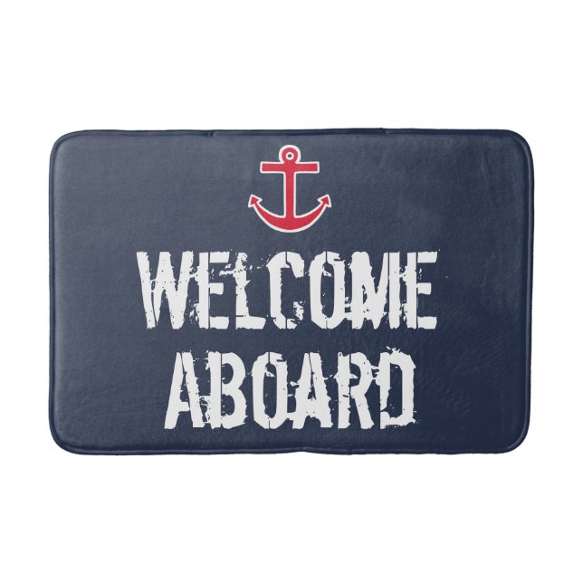 Nautical Welcome Aboard Bath Mat Rug (Front)