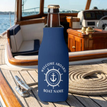 Nautical Welcome Aboard Boat Name Anchor Rope Helm