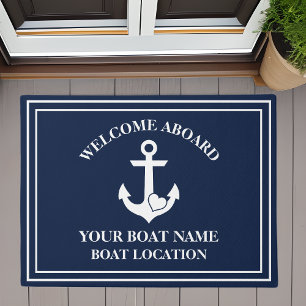 Nautical Welcome Aboard Heart Anchor Boat Admirer Doormat
