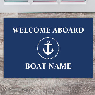 Nautical Welcome Anchor Rope Boat Name Door Mat