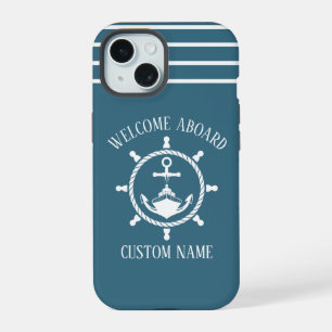 Nautical Welcome captain Boat Anchor Marine Blue iPhone 15 Case