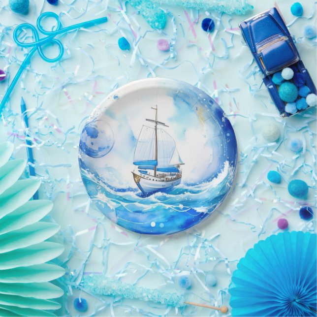 Nautical Welcome Party: Boy Baby Shower Paper Plate (Party)