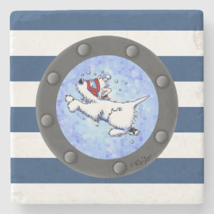 Nautical Westie Diver Stone Coaster