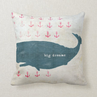 Nautical Whale Anchors Preppy Throw Pillow