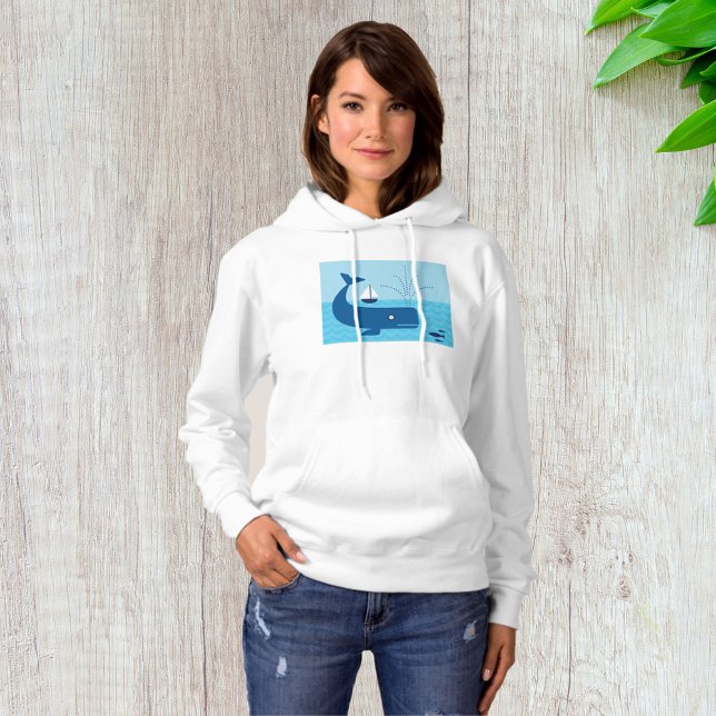 Nautical Whale and Sailboat Ocean Blue Sea Hoodie (Creator Uploaded)