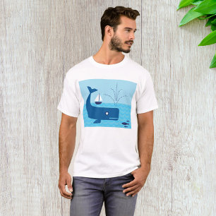 Nautical Whale and Sailboat Ocean Blue Sea T-Shirt