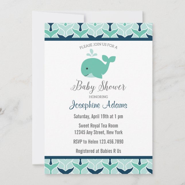 Nautical Whale Baby Shower Invitation (Front)