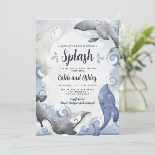 Nautical Whale Baby Shower Invitation Invite