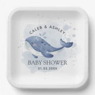 Nautical Whale Baby Shower Paper Plate