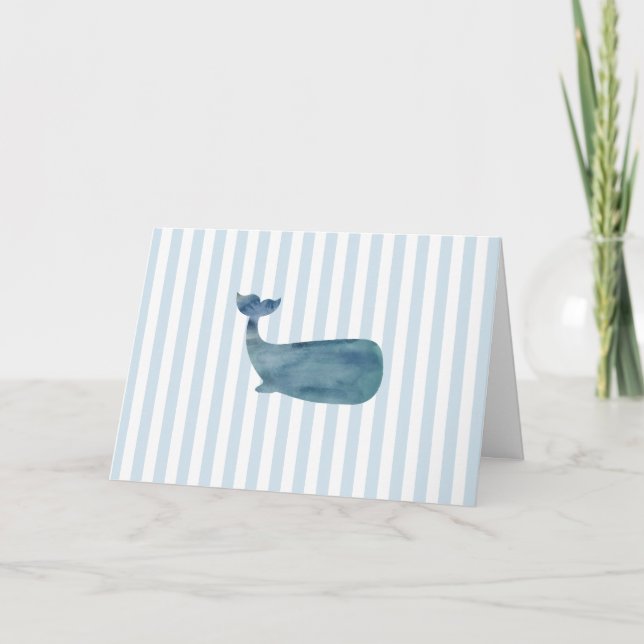 Nautical Whale Blue Stripe Card (Front)