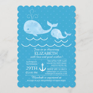 Nautical Whale Boys Baby Shower Invitation
