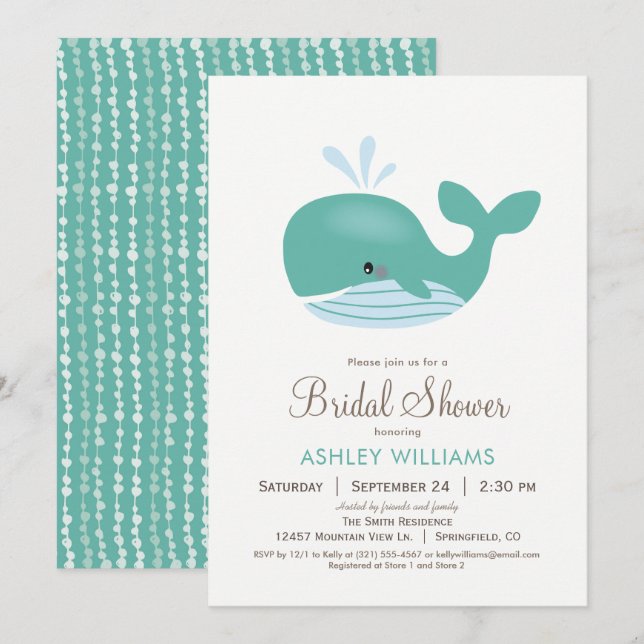 Nautical Whale Bridal Shower Invitation (Front/Back)
