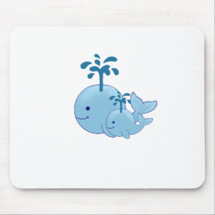 Nautical whale decor, mum and baby whale print mouse mat
