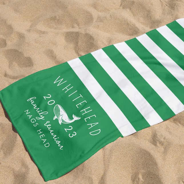 Nautical Whale Green Monogram Beach Towel (Creator Uploaded)