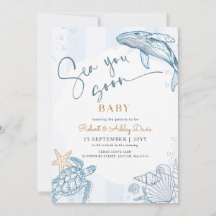 Nautical Whale Sea You Soon Baby Shower Invitation