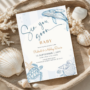 Nautical Whale Sea You Soon Baby Shower Invitation