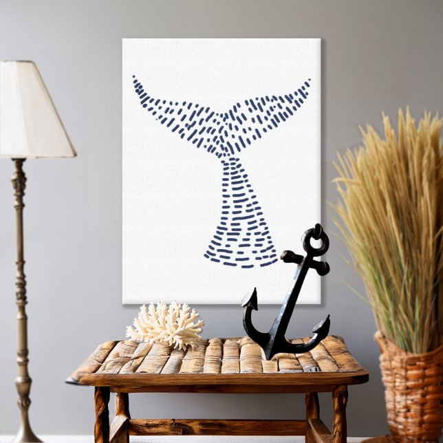 Nautical Whale Tail Line Art Canvas Print (Nautical Whale Tail Line Art Canvas Print)