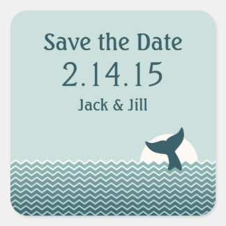 Nautical Whale Tail Save the Date Square Sticker