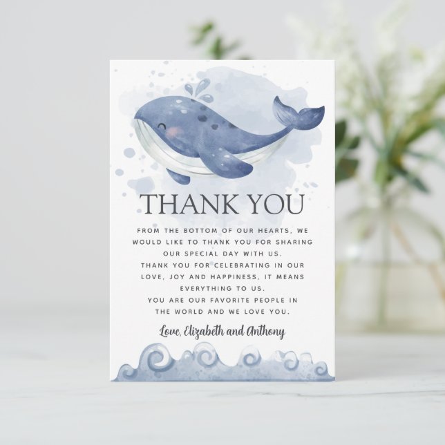 Nautical Whale Thank You Card (Standing Front)
