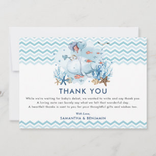 Nautical Whale Under the Sea Blue Boy Baby Shower Thank You Card
