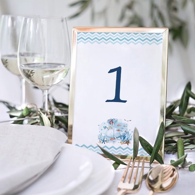 Nautical Whale Under the Sea Boy Baby Shower  Table Number (Creator Uploaded)