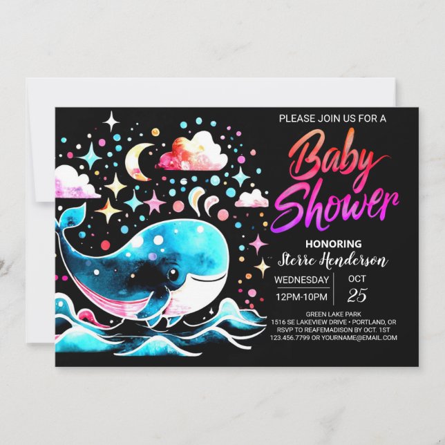 Nautical Whale Under the Sea Girl Baby Shower Invitation (Front)