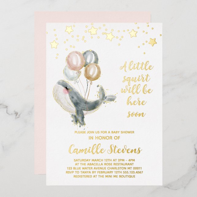 Nautical Whale Watercolor Baby Shower Girl (Front/Back)