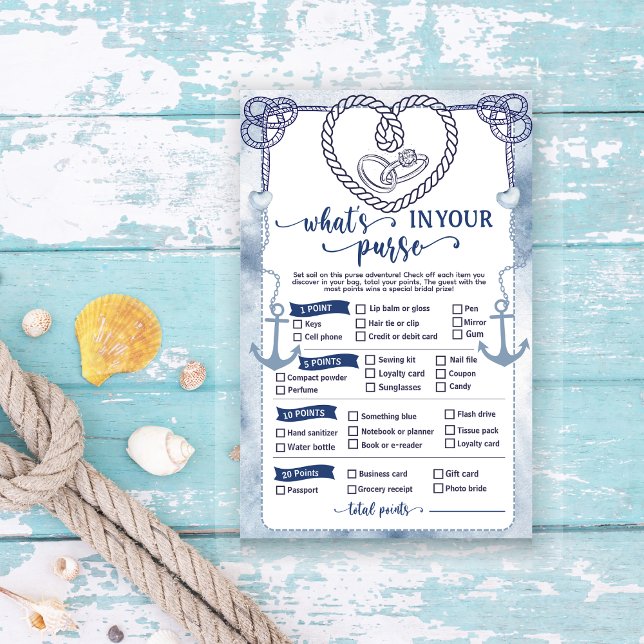 Nautical What in Your Purse Game Bridal Shower (Nautical What in Your Purse Game Bridal Shower fun wedding activities beach theme marine matins )