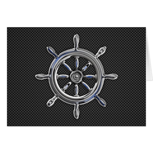 Nautical Wheel on Carbon Fibre Decor (Front Horizontal)