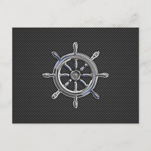 Nautical Wheel on Carbon Fibre Decor Postcard