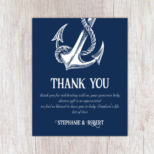 Nautical White Anchor Baby Shower Thank You