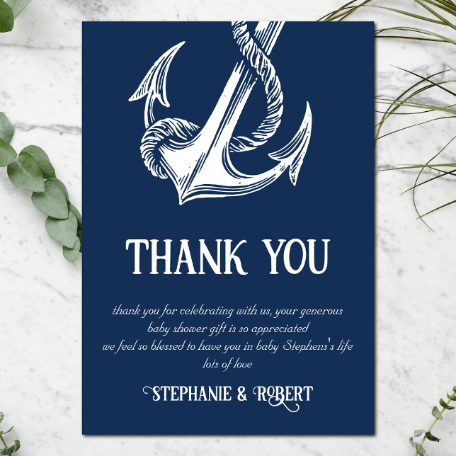 Nautical White Anchor Baby Shower Thank You (Creator Uploaded)