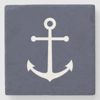 Nautical White Anchor on Navy Blue
