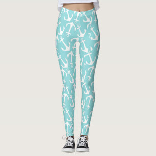 Nautical White Anchors Leggings