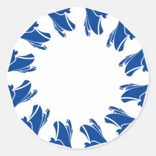 Nautical white blue boats border frame blank classic round sticker