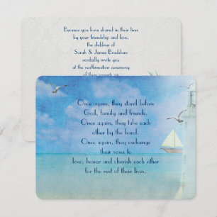 Nautical White Lighthouse vow renewal Invitation
