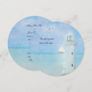 Nautical White Lighthouse Wedding Invitation