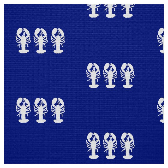 Nautical White Lobsters Fabric (Swatch)