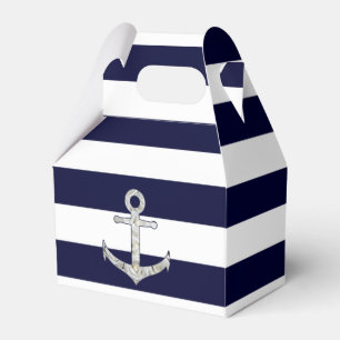 Nautical white rose anchor favour box