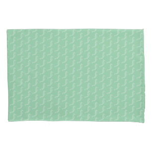 Nautical White Seahorse Skeleton Pattern Green Pillowcase