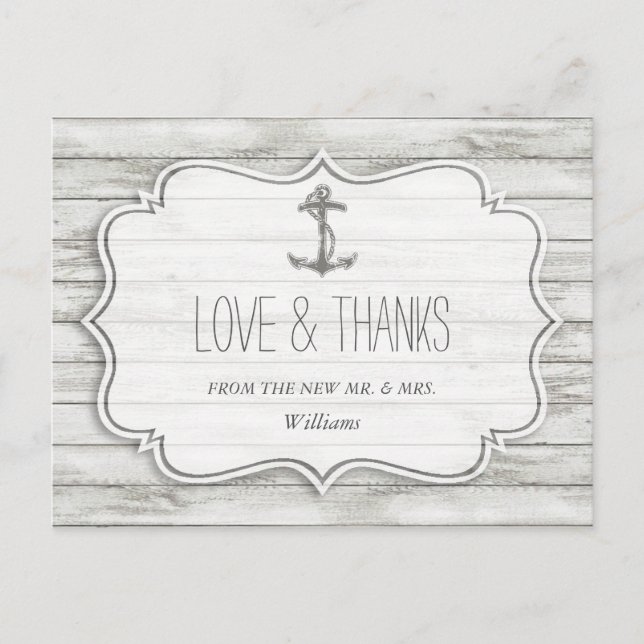 Nautical Whitewashed Wood Beach Wedding Collection Postcard (Front)