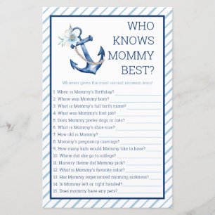 Nautical Who Knows Mummy Best Baby Shower Game 