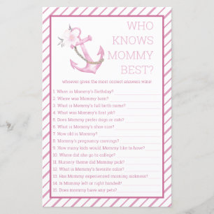 Nautical Who Knows Mummy Best Baby Shower Game 