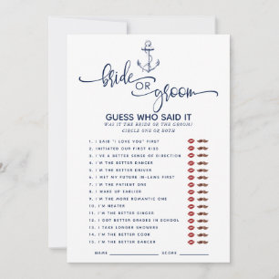 Nautical Who Said it Bridal Shower Games Invitation
