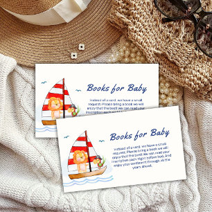 Nautical Wild Lion Sailboat Books For Baby Shower Enclosure Card